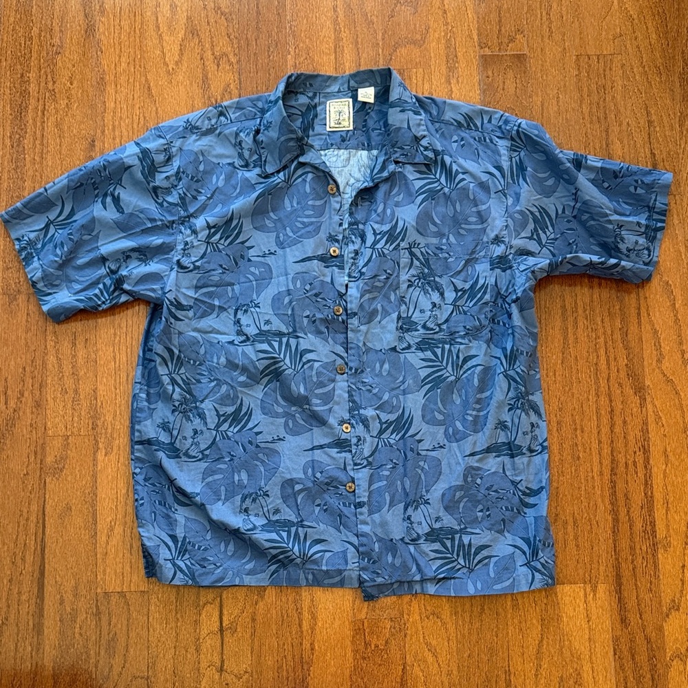 Roundtree & Yorke Navy Tropical Print Shirt
